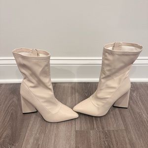 Faux Leather Block Heel Booties